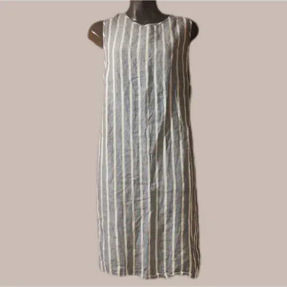 WILLI SMITH | 100% LINEN BLUE & WHITE STRIPED DRESS
